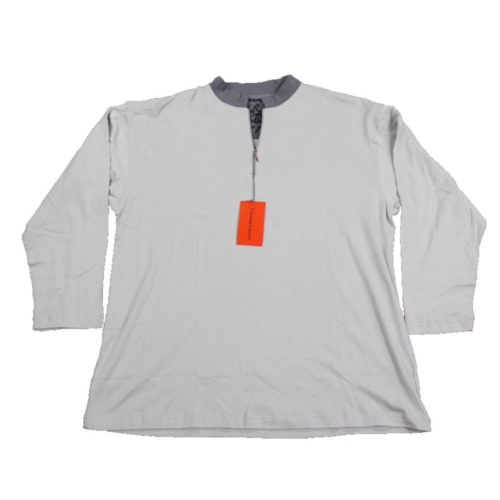 Christian Lacroix Pour Air France Pullover‎ Shirt Mens Large Gray 1/4 Zip
